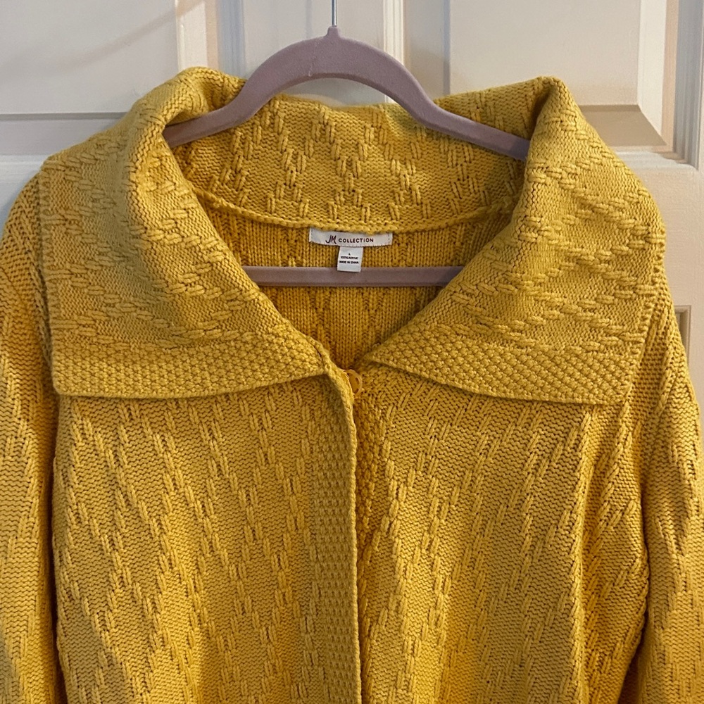 JM Collection Yellow Sweater Cardigan size large